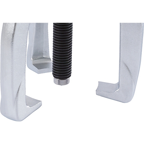 Nahaufnahme einer silbernen Werkzeugklemme, die mit einem schwarzen, geriffelten Mittelteil verbunden ist.